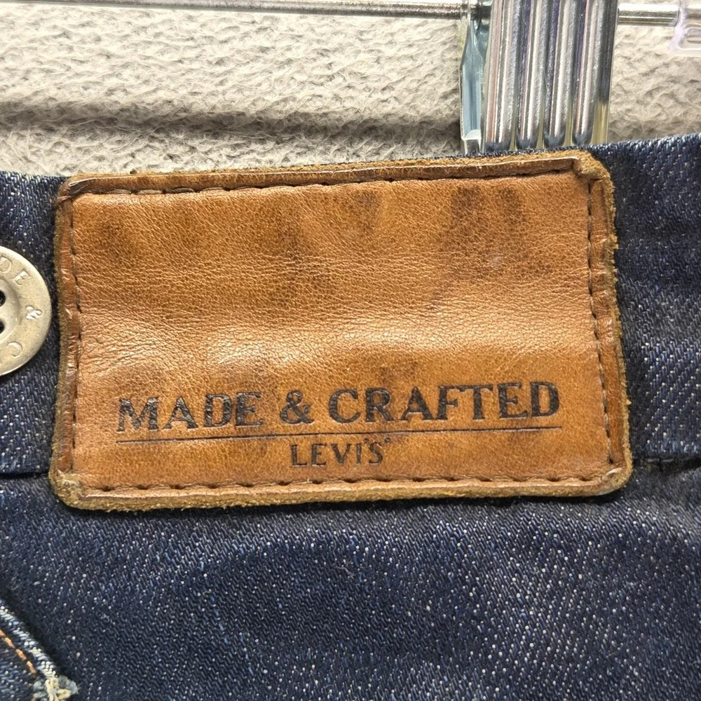 Levis Jeans Mens 30x34 Blue Selvedge Made & Crafted Buckle Back Biker Button Fly
